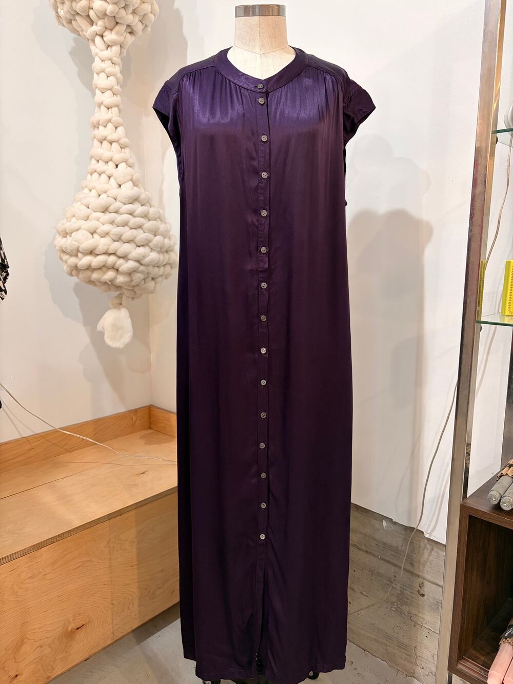 Raquel Allegra Purple Rayon Button Front Maxi Shirt Dress Size 3 Handmade LA